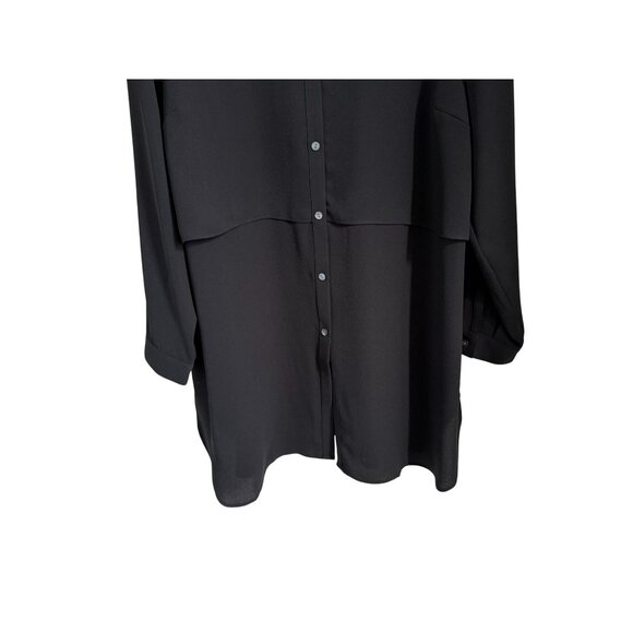 J.Jill Black Long Sleeve Button-Down Tunic Shirt XL 100% Polyester Womens Relaxe - Picture 5 of 8